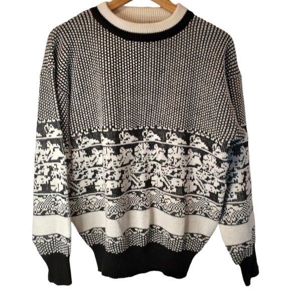Vintage Unisex Knitted Ski Sweater Acylic Blend - Picture 1 of 6